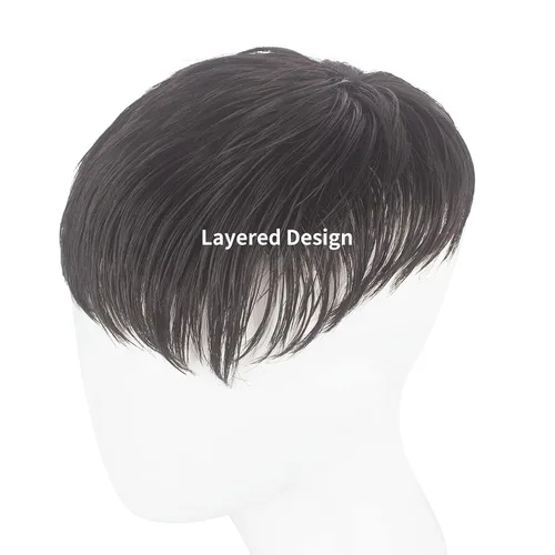 Miniatura 3 de WeKen Tupé corto para hombre – Peluca con clip en extensiones de corona – Pieza para hombre para cubrir la pérdida blanca – Uso diario