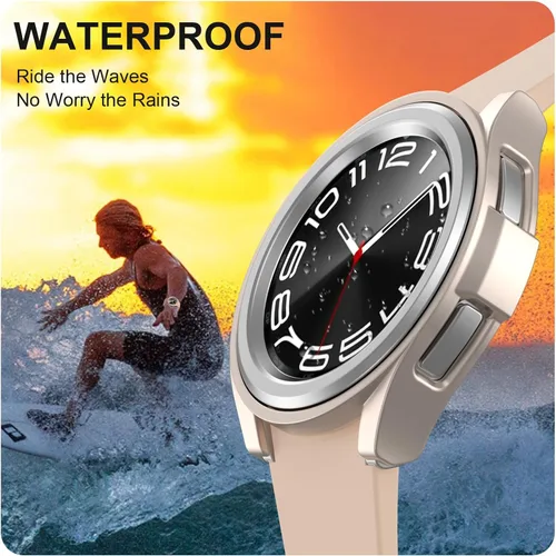 Miniatura 5 de Paquete de 2 + 4 fundas con protector de pantalla para Samsung Galaxy Watch 6 Classic de 1.693 in, JZK 2 Hard PC Bumper Case + 4 protectores