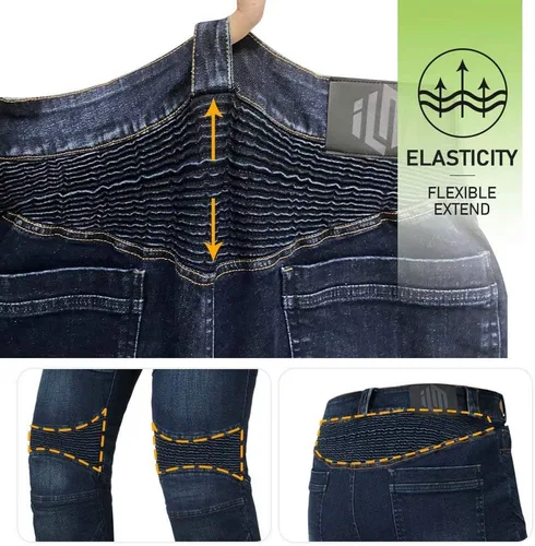 Miniatura 6 de ILM Pantalones de Motocicleta Dirt Bike para Hombres CE Blindados Equipo de Conducción de Motocross Jeans Motocicleta Aventura Touring Pantalón Azul
