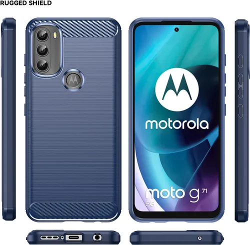 Miniatura 3 de Asuwish Funda para Motorola Moto G71 5G con protector de pantalla de vidrio templado y accesorios de celda de silicona TPU Slim Mobile Hybrid Azul