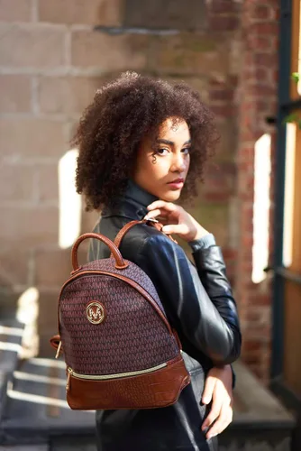 Miniatura 2 de MKF Collection Mochila para mujer, bolsa de viaje de cuero vegano con asa superior