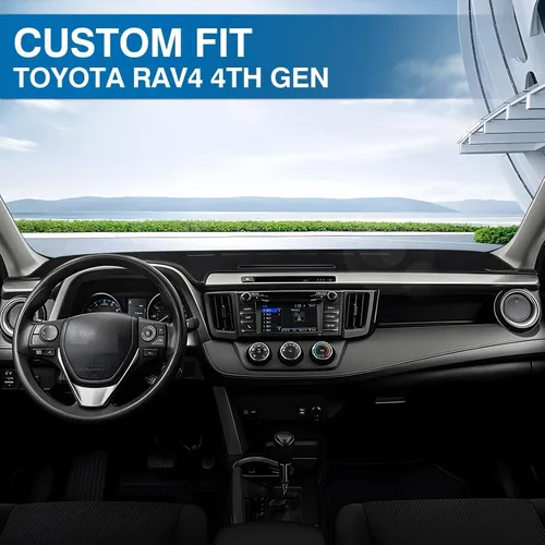 Miniatura 3 de KUST Cubierta negra para tablero de Toyota RAV4 2013-2018 para conducción con mano izquierda, antideslizante, cubierta de tablero de consola