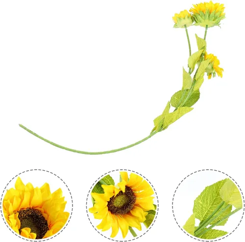 Miniatura 4 de Happyyami Paquete de 2 flores artificiales de girasoles de plástico, decoración versátil para espacios al azar