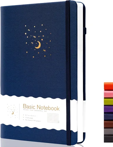 Miniatura 15 de CAGIE Cuaderno rayado para trabajo, cuaderno de tapa dura para escribir, mujeres y hombres, diario para tomar notas con lazo para bolígrafo