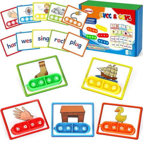 Miniatura 9 de Aizweb Juego de Palabras CVC, Juegos de Fonética Tarjetas Flash para Suministros de Aula de Preescolar Jardín de Infantes, Juguete Manipulativo