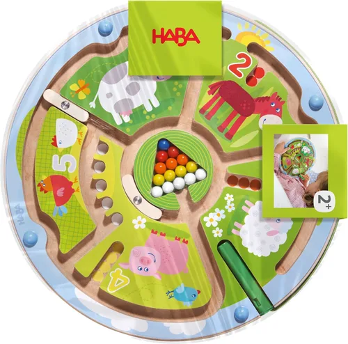 Miniatura 8 de HABA Tablero ocupado para niños de 2 a 4 años: juego de rompecabezas magnético de laberinto de números, juguetes de viaje para niños en edad