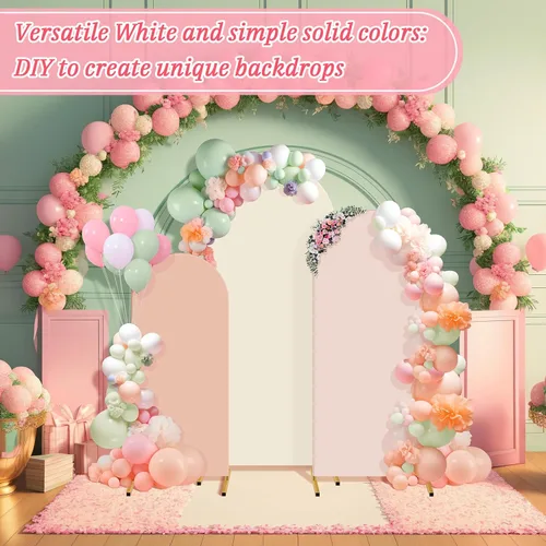 Miniatura 6 de Buryeah Juego de 3 fundas elásticas para arco de boda de 6 pies, 5 pies, 4 pies, de elastano, ajustadas, de 2 caras, elásticas para decoración