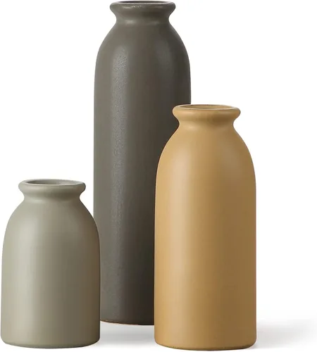 Jarrón de cerámica mate para decoración del hogar, juego de jarrones decorativos modernos y minimalistas, decoración de granja, mesa de sala de