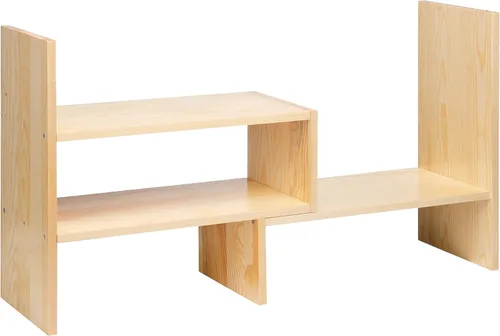Miniatura 8 de Organizador de escritorio, estante de almacenamiento de oficina, ajustable, de madera natural, estante para libros, organizador de escritorio