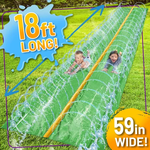 Miniatura 4 de Stargo 18 x 5 pies – Salpicaduras y tobogán deslizante, toboganes acuáticos para niños – Tobogán acuático para niños al aire libre divertidos Verde
