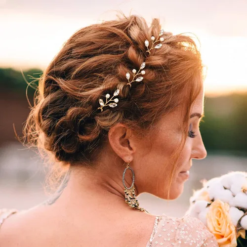 Miniatura 2 de Syhood 6 horquillas para el pelo de novia de cristal de perlas con diamantes de imitación, horquillas para el pelo de boda, accesorios de graduación