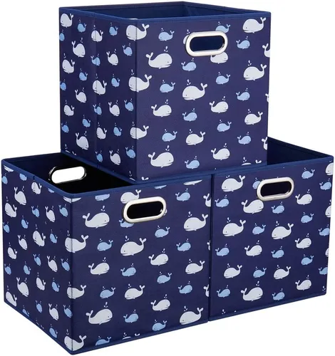 Miniatura 16 de Contenedores de almacenamiento de cubo plegable Cajas de almacenamiento de tela con inserciones de chevron Cajas de almacenamiento de tela plegables