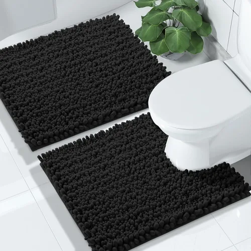Yimobra - Juego de alfombras de baño de 2 piezas - Alfombra de baño de felpa de lujo extra gruesa de secado rápido, antideslizante súper absorbente