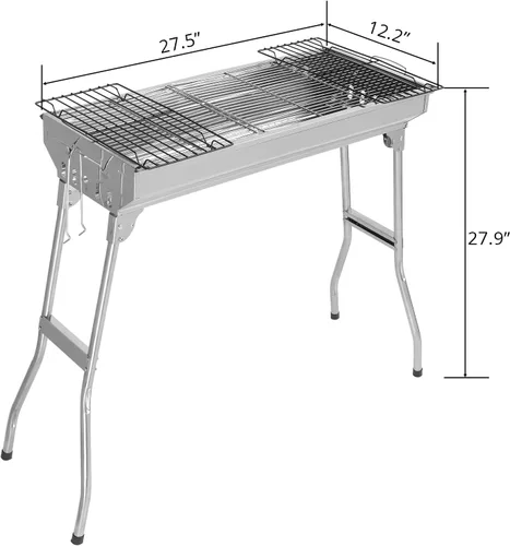 Miniatura 5 de Parrillas de carbón portátiles, brocheta de cordero plegable para jardín, patio, fiesta, picnic, viajes, hogar, cocina al aire libre, 28 x 13 x 27