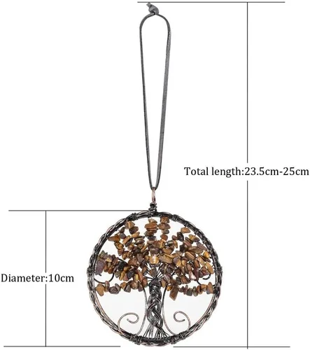 Miniatura 4 de Árbol de la vida con piedra de cristal curativo, adorno colgante para el hogar, oficina, automóvil, decoración colgante para Feng Shui, decoración