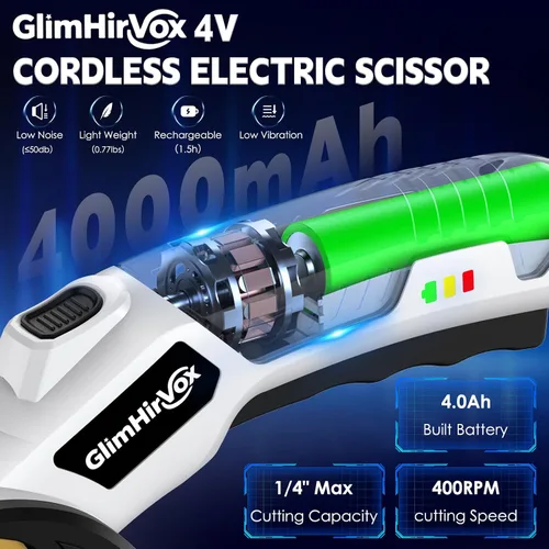 Miniatura 2 de Cortador de cajas eléctrico para cartón, tijeras eléctricas inalámbricas de 4.2 V de hasta 1/4 pulgadas, cortador de cartón inalámbrico con 2