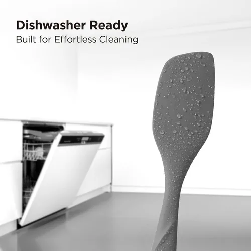 Miniatura 6 de Kitchen Mama WaltzGrip - Espátula de raspado de silicona platinada: resistente al calor, sin costuras, antiadherente para utensilios de cocina, gris