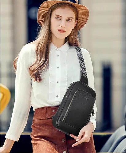 Miniatura 2 de CLUCI Bolso bandolera para mujer, bolso cruzado de cuero para mujer, a la moda, riñonera para hombres y mujeres, mochila grande para el pecho