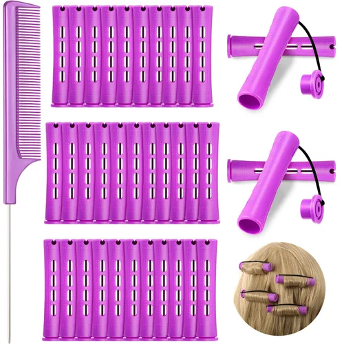 Miniatura 12 de WILLBOND - 36 piezas de varillas de onda fría para permanente de cabello, varillas de rizado con peine de cola de rata de acero para peinado
