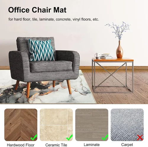 Miniatura 3 de Anidaroel Tapete para silla de oficina para suelo de madera o azulejos, tapete para silla de escritorio de 36 x 48 pulgadas para juegos de oficina