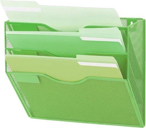 Miniatura 46 de EASEPRES Organizador de archivos de malla de 3 bolsillos para colgar en la pared, carpeta de papel para correo montada en la pared, organizador