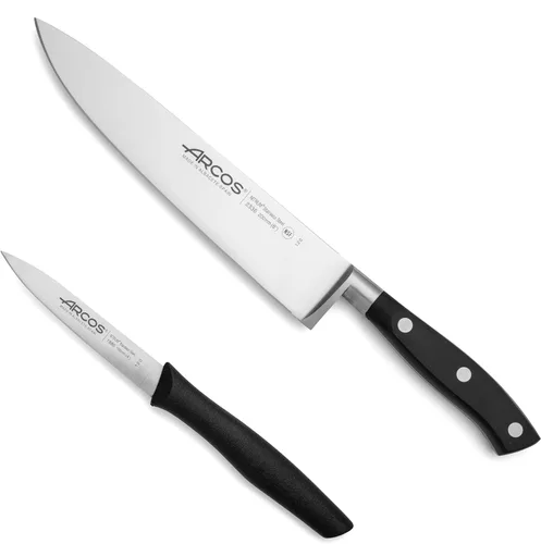 Miniatura 40 de Arcos Cuchillo forjado dentado de acero inoxidable de nitrum de 5 pulgadas y hoja de 5.118 in. Mango ergonómico POM de polioximetileno. Serie Blanco