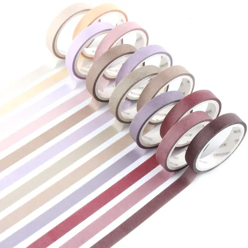 YUBBAEX - Juego de 12 rollos de cinta Washi de color natural, cintas decorativas para manualidades, diarios, planificadores, álbum de recortes,