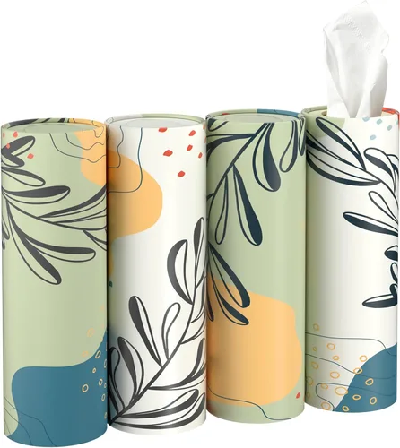 Soporte de pañuelos para automóvil con pañuelos faciales de 3 capas a granel, cajas de pañuelos redondas para el hogar, oficina, baño (patrón