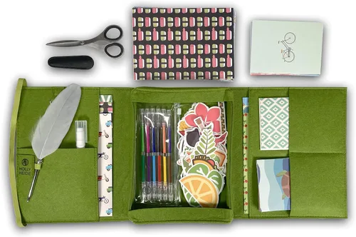 Miniatura 3 de Pen Pal Letter Writing Kit, Felt Organizer Writing Folder, Fancy Feather Pen, Paper, Cards & Envelopes, Gel Pens, Scissors, Glue Stick, Snail Mail