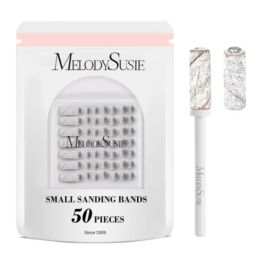 Miniatura 13 de MelodySusie 50 piezas de brocas para lima de uñas pequeñas con bandas de lijado de 3.1mm, lima de uñas de grano 80 para uñas acrílicas, manicura