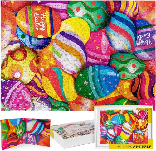 Rompecabezas de Pascua con póster de referencia 1:1, rompecabezas festivos para adultos y niños - 500 piezas, juegos educativos con huevos para