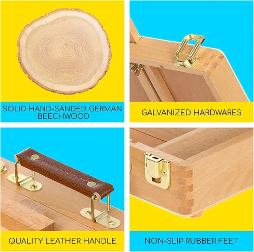 Miniatura 3 de MEEDEN Caballete de mesa para bocetos de arte: caballetes de mesa de madera de haya maciza para pintar lienzo, caballete de escritorio ajustable