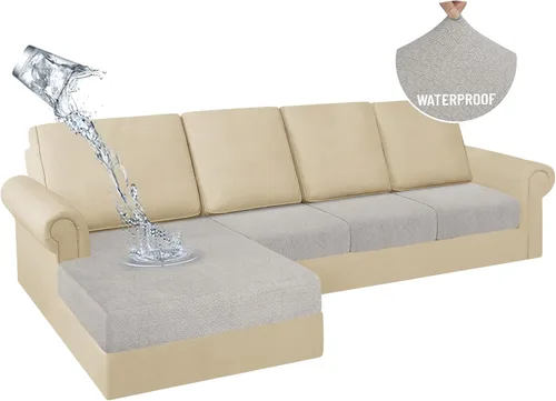 Miniatura 42 de HDCAXKJ Fundas de Cojines para Sofá Seccional 100% Impermeables, 3 Piezas, Forma de L, Funda Seccional Elástica para Chaise, Juego de Fundas