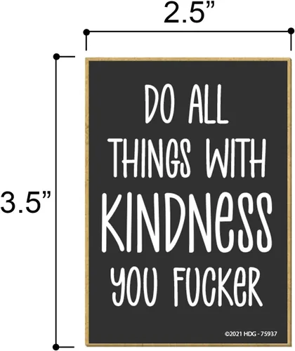 Miniatura 2 de Honey Dew Gifts, Do All Things with Kindness You Fucker, 2.5 x 3.5 pulgadas, decoraciones de casillero, imanes de refrigerador, imanes decorativos