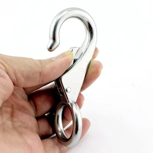 Miniatura 6 de 2/4 ganchos de resorte fijo multiusos, accesorios de montaje resistente, acero inoxidable 316 plateado (4, longitud: 3.937 in (3#))
