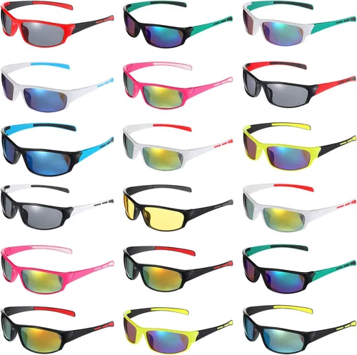 Leumoi 18 pares de gafas de sol deportivas tácticas para correr, gafas de sol para conducción, gafas de motocicleta para hombres, mujeres y jóvenes