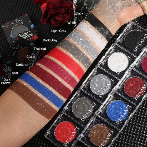 Miniatura 5 de DE'LANCI Sombra de ojos gris oscuro mate, paleta de sombra de ojos gris mate individual de larga duración maquillaje de ojos grises naturales
