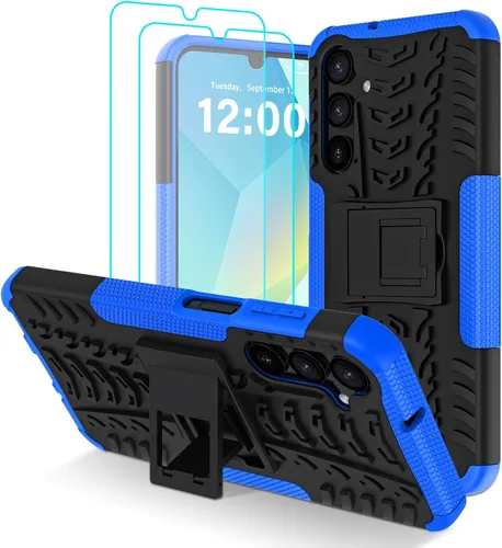 Miniatura 17 de para Samsung Galaxy A15 5G Funda con protector de pantalla de 2 paquetes, grado militar a prueba de golpes, cubierta acolchada resistente con Negro