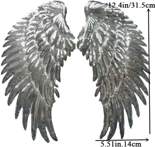 Miniatura 2 de 1 par de parches de lentejuelas con alas de ángel, alas de ángel doradas, parches para planchar para ropa, chaquetas, jeans, vestidos, sombreros