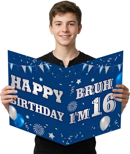 Miniatura 15 de Idealmuzik Tarjeta Jumbo de Feliz 10º Aniversario – Tarjeta de Felicitación de Congratulaciones Grande Plegada de 14x22 Pulgadas con Sobre, Tarjeta