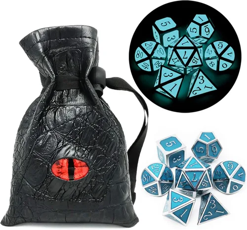 Miniatura 48 de Haxtec - Juego de dados de metal DND, dados poliédricos D&D compatibles con Dungeons and Dragons, regalo TTRPG, dados de metal bronce antiguo