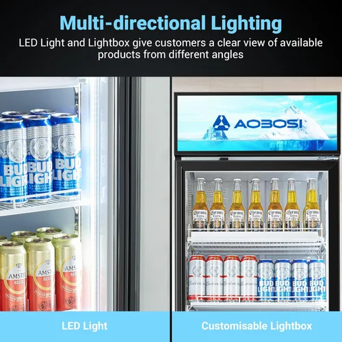 Miniatura 5 de AAOBOSI Refrigerador comercial comercial, refrigerador de pantalla de puerta de vidrio de 17.1 pies cúbicos, refrigerador vertical de bebidas