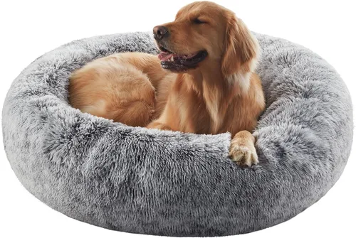 Miniatura 29 de Cama para Perros con Forma de Dona de 45 Pulgadas para Perros Extra Grandes, Cama Redonda Esponjosa Calmante Jumbo para Mascotas con Funda Removible