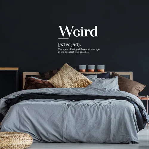 Vinilo decorativo para pared, definición extraña, 22 x 35 pulgadas, motivacional, moderno, único, humor para crecer para el hogar, dormitorio,