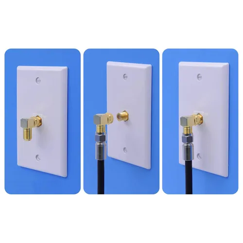 Miniatura 5 de VCE 5-Pack 90 Degree Coaxial Connector, Right Angle F-Type RG6 Male to Female Adapter Gold Plated