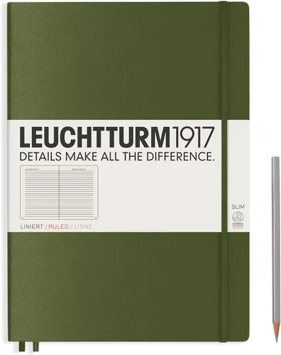 Miniatura 25 de LEUCHTTURM1917 - Cuaderno de tapa dura Master Slim A4+ - 123 páginas numeradas para escritura y diario (salvia, a rayas)