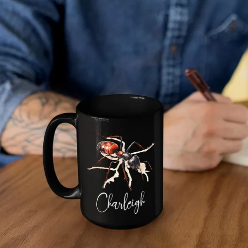 Miniatura 6 de Taza de café con nombre personalizado, regalo para amigo, compañero de trabajo, cumpleaños, taza de cerámica negra personalizada para amantes