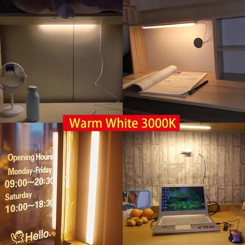 Miniatura 5 de Iluminación LED para debajo del gabinete, barra de tira de luz LED de 12 pulgadas, luz LED USB blanca cálida de 3000 K, pequeña iluminación LED