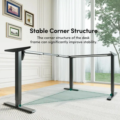 Miniatura 8 de CubiCubi 63x48 Inches L Shaped Standing Desk with 3 Drawers and Monitor Shelf, Height Adjustable Corner Computer Desk with Hooks, Sit Stand Up