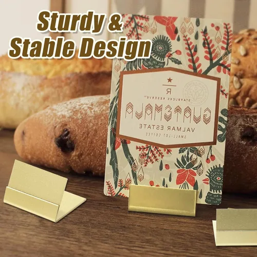 Miniatura 7 de 12 soportes dorados para números de mesa, soportes de metal para tarjetas, caja de almacenamiento, soportes ideales para bodas, aniversarios, fiestas